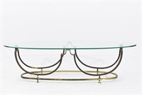 GLASS AND BRASS COFFEE TABLE