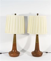 PAIR OF LIGHTOLIER TABLE LAMPS W/ ORIGINAL SHADES