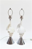 PAIR OF FAUX CONCH SHELL LAMPS
