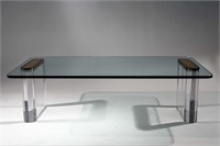 KARL SPRINGER LUCITE & GLASS COFFEE TABLE