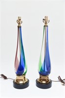 PAIR OF MURANO GLASS LAMPS