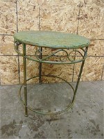 Metal Round Bamboo Side Table- Cute!