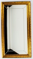 Vintage Accent Mirror Gold Wood Frame Etched Glass