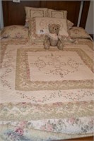 Quilted bed cover with embroidery (queen size) -