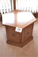 Wooden hexagon  lamp table, 25" x 29" x 21" tall