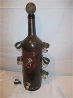 Leather wrapped bottle/shot glass holder