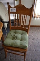 Oak spindle back chair with cushion