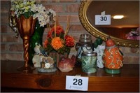 Bird figurines - cottage clock - flower vases &