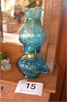 Blue Moon & Star finger oil lamp and chimney