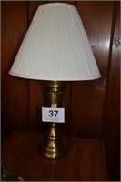 Pr. of brass finish 3 way light table lamps, 29"
