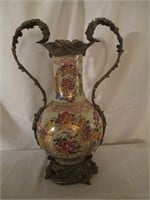 Brass/Porcelain Painted Vase