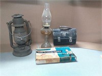 Vintage oil lamps, Shoe shine holder and metal