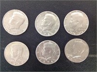 6- KENNEDY HALF DOLLARS