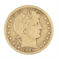 Key 1904-S Barber Half Dollar.