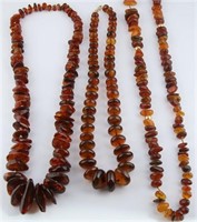 Lot of 3 Baltic Amber Necklaces - As Is