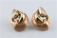 14k Tri-Colored Gold Italian Clip Earrings
