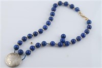 Ladies 14k/18k Yellow Gold Lapis Bead Necklace