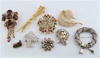 Lot of 9 Fashion Brooches