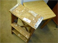 Wood step stool & small wood table