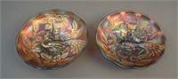 (2) 6 1/8”-1/4” M’burg Peacock Bowls w/ 3 in 1