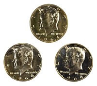 Trio Of 1964 Proof Accent Hair Kennedys.