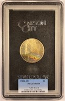 Colorfully Toned 1884-CC GSA Morgan Dollar.