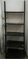 Black Wooden Ladder Style 5 Shelf Unit