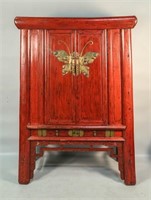 ANTIQUE CHINESE RED LACQUER CABINET
