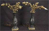 PAIR OF MARBLE & GILT BRONZE MOUNTED LAMPS