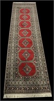 HAND KNOTTED PERSIAN WOOL RUNNER IN BURGUNDY, ETC