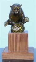 RON SWEETEN "BEAR BUST" BRONZE SCULPTURE