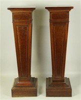 PAIR OF VICTORIAN MAHOGANY INLAID PEDESTALS