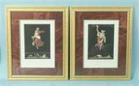 TWO FRAMED AND MATTED FRENCH LITHOGRAPHS