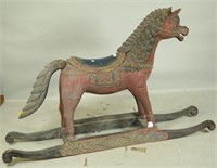 19th CENTURY ASIAN WOOD CARVED & POLYCHROME HORSE