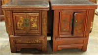 PAIR OF VINTAGE PAINTED CHINESE BEDSIDE CABINETS