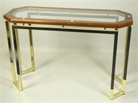 MID-CENTURY GLASS TOP SOFA TABLE