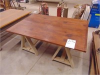 Reclaimed wood coffee table w/sawhorse legs