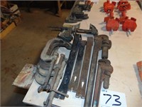 Lot of C-Clamps, prybars, pipe wrenches