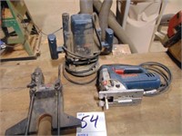 Bosch plunge router with guide & Bosch scroll saw
