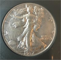 1937 Walking Liberty Circulated Half Dollar