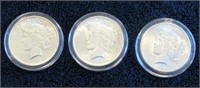 1922 Peace Silver Dollars (x3)