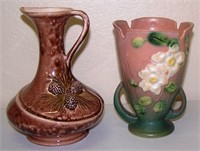 LOT OF TWO VASES - ONE ROSEVILLE APPLE