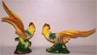 PAIR OF CALIFORNIA POTTERY CERAMIC BIRDS. 11 1/2"T