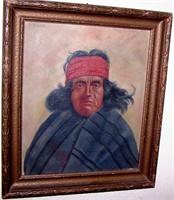 OIL ON CANVAS OF PUEBLO MAN BY RICHARD ERNESTI -