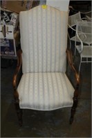 Upholstered & Cherry Chair w/ reeded legs