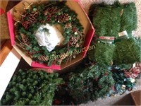 Christmas Trees, wreaths, green garland