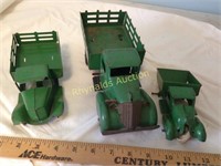 3 Green Trucks - missing wheels