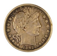 Original 1892 Barber Half Dollar.