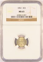 Certified Gem 1852 Three Cent Silver.