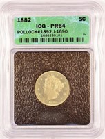 Rare 1882 Pattern Liberty Nickel.